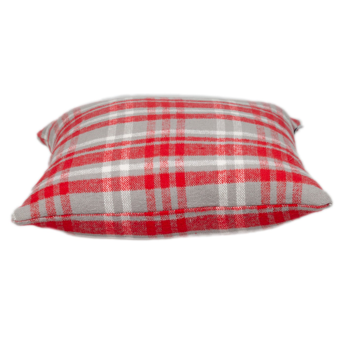 16" Red and White Plaid Cotton Throw Pillow