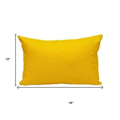 12" X 18" Yellow Cotton Lumbar Throw Pillow