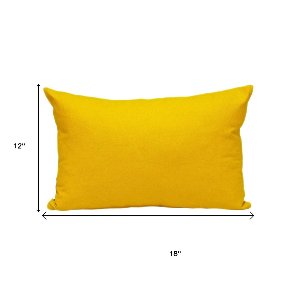 12" X 18" Yellow Cotton Lumbar Throw Pillow