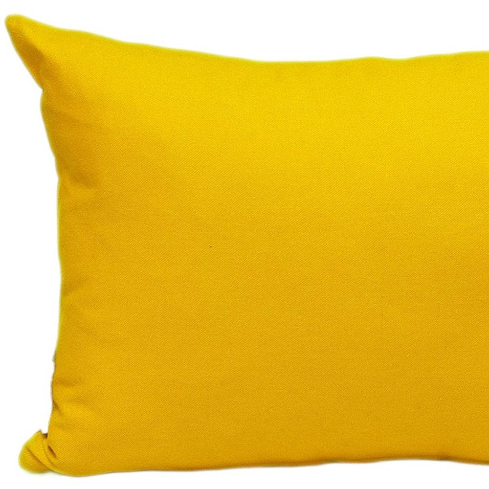 12" X 18" Yellow Cotton Lumbar Throw Pillow
