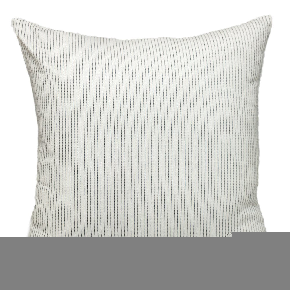 20" Brown and White Striped Cotton Throw Pillow