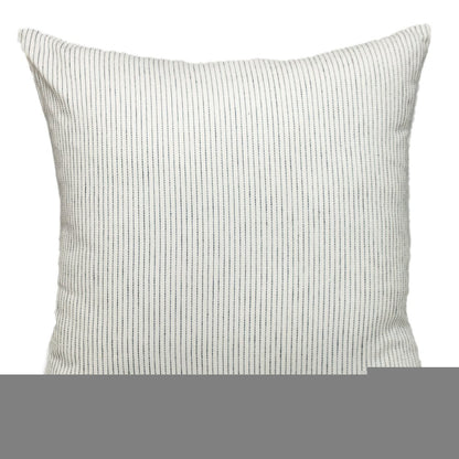 20" Brown and White Striped Cotton Throw Pillow