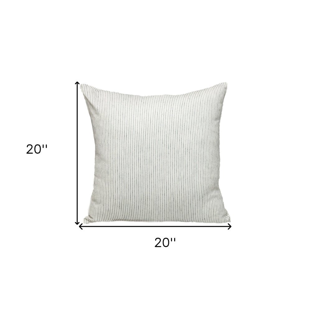 20" Brown and White Striped Cotton Throw Pillow