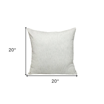 20" Brown and White Striped Cotton Throw Pillow
