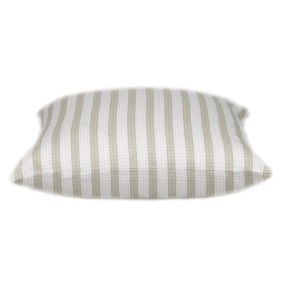 16" Taupe and White Striped Cotton Throw Pillow