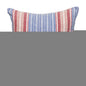 16" Blue and Red Striped Cotton Throw Pillow