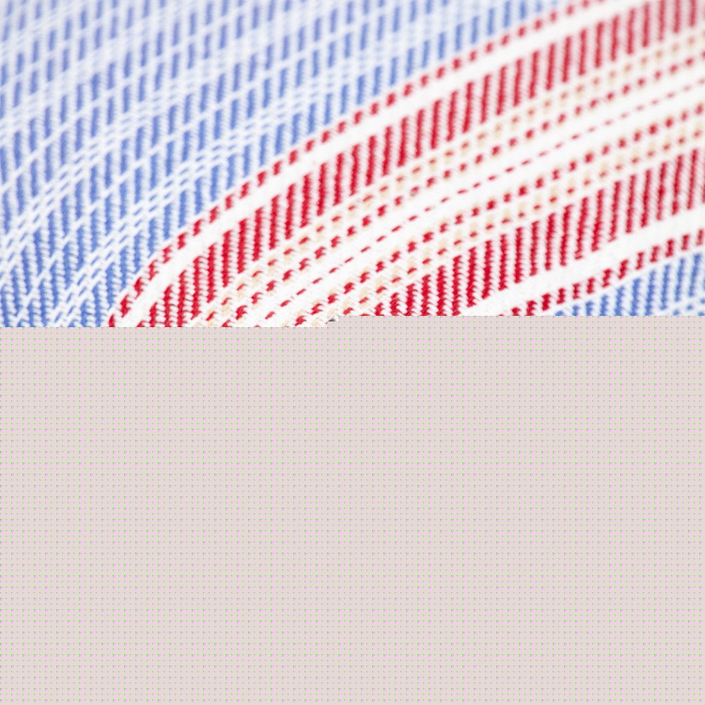 16" Blue and Red Striped Cotton Throw Pillow