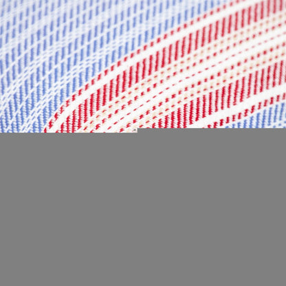 16" Blue and Red Striped Cotton Throw Pillow