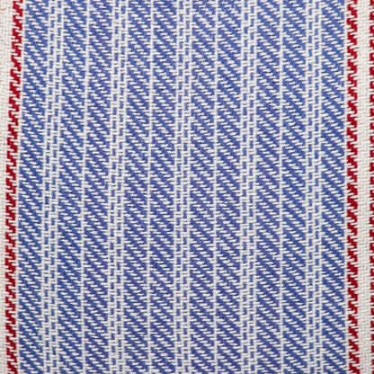16" Blue and Red Striped Cotton Throw Pillow