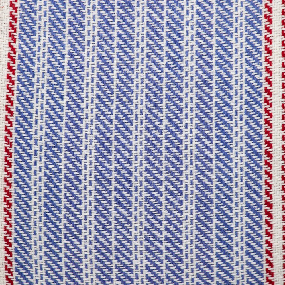 16" Blue and Red Striped Cotton Throw Pillow