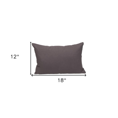 12" X 18" Gray Cotton Throw Pillow