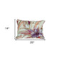14" X 20" Pink and Purple Floral Cotton Throw Pillow With Sequins