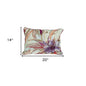 14" X 20" Pink and Purple Floral Cotton Throw Pillow With Sequins
