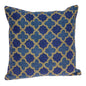 20" Blue and Brown Quatrefoil Wool Throw Pillow With Embroidery