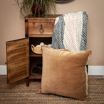 24" Brown Velvet Throw Pillow