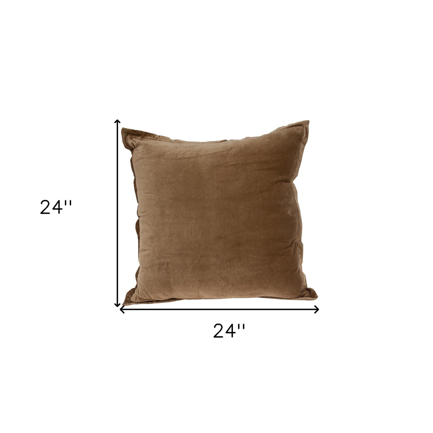 24" Brown Velvet Throw Pillow