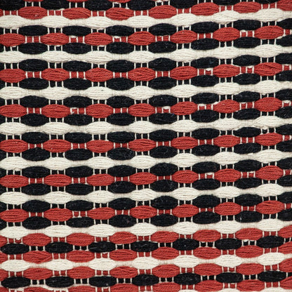 20" Red and Black Cotton Throw Pillow with Tassels