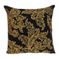 22" Black and Orange Floral Cotton Throw Pillow With Embroidery