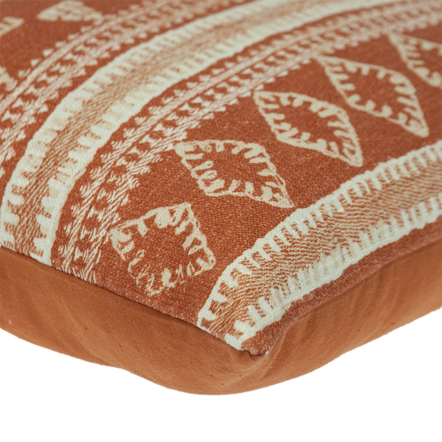 18" X 18" Orange and Ivory Southwestern Cotton Throw Pillow