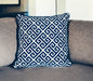 20" Blue Greek Key Cotton Throw Pillow