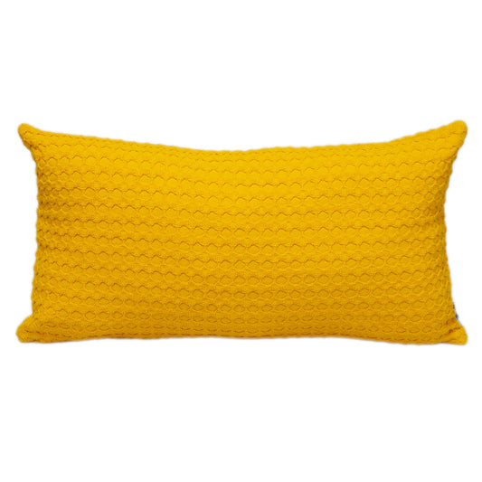 14" X 26" Yellow Cotton Lumbar Throw Pillow With Texture