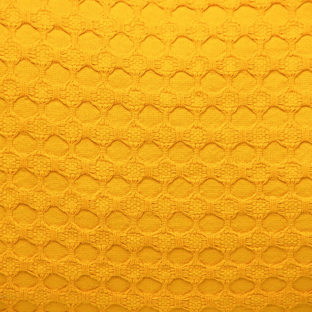 14" X 26" Yellow Cotton Lumbar Throw Pillow With Texture