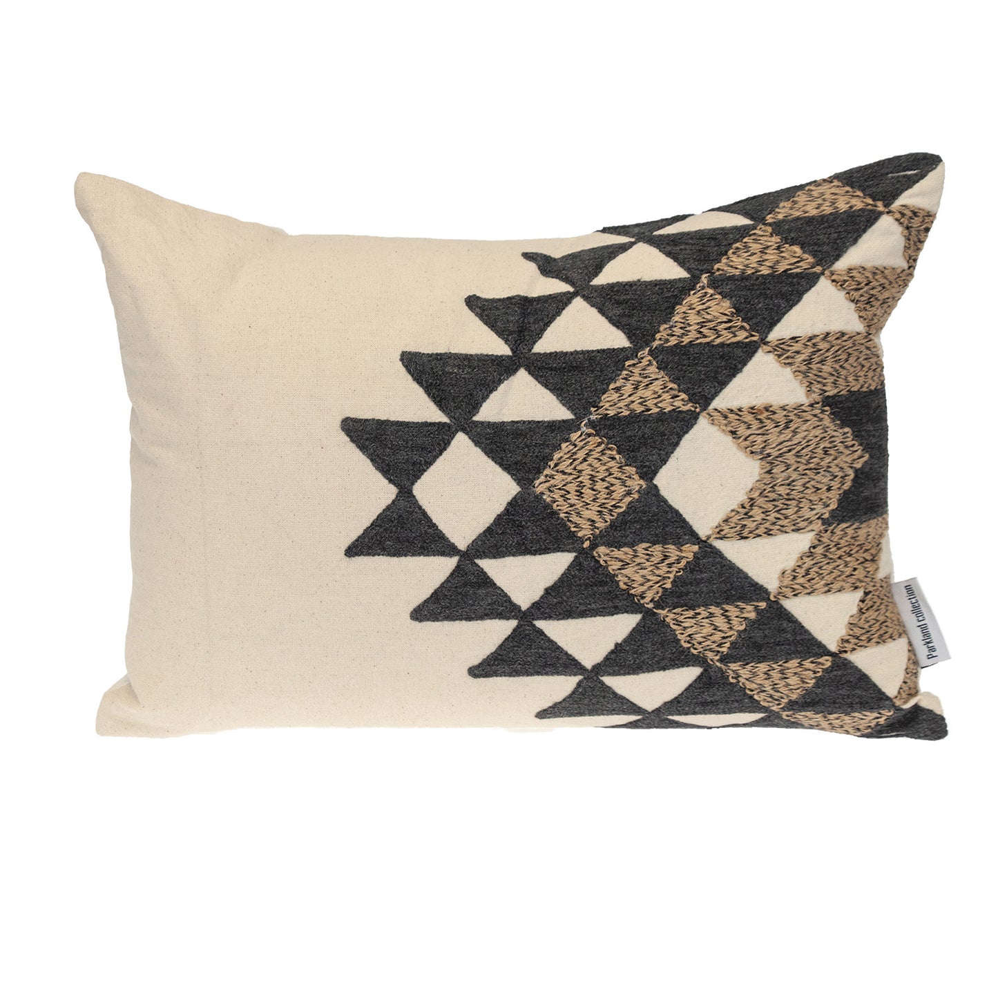 14" X 20" Beige and Black Geometric Cotton Throw Pillow