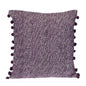 18" Purple and White Weave Cotton Throw Pillow With Pom Poms