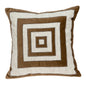 18" Beige and Brown Poly Cotton Blend Throw Pillow with Embroidery and applique