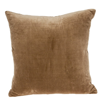 18" Beige and Brown Geometric Cotton Blend Throw Pillow with Embroidery and Applique