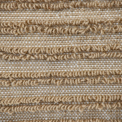 14" X 20" Beige Striped Cotton Throw Pillow With Tassels