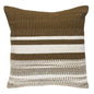 18" Brown And White Cotton Striped Throw Pillow