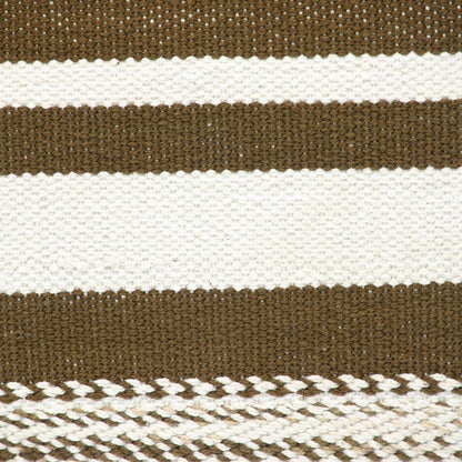 18" Brown And White Cotton Striped Throw Pillow