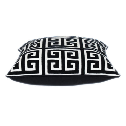 20" Black and White Interlocking Cotton Throw Pillow