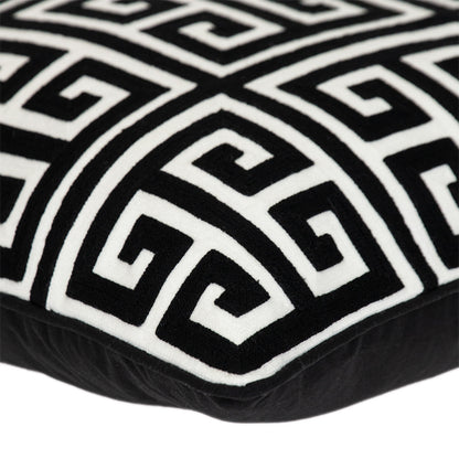 20" Black and White Interlocking Cotton Throw Pillow