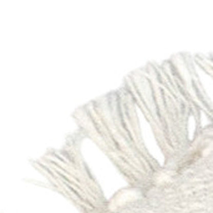 18" X 18" White Round Cotton Throw Pillow with Fringe