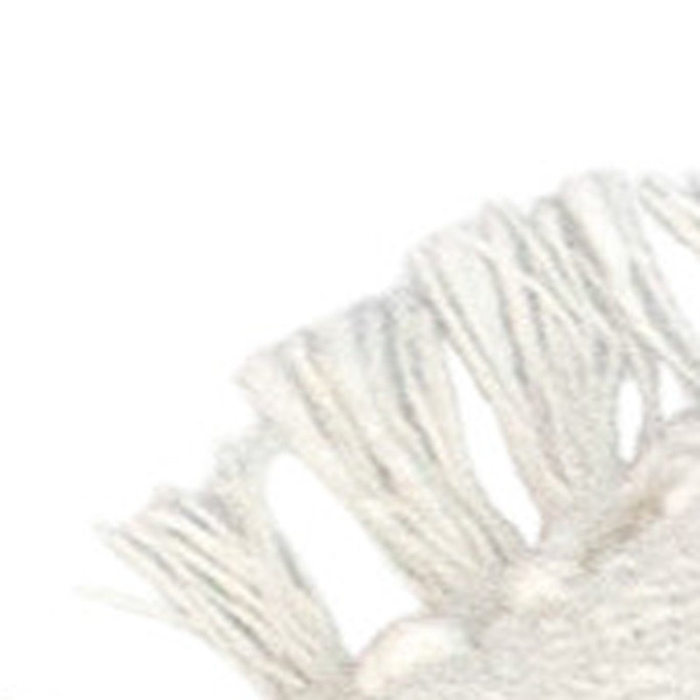 18" X 18" White Round Cotton Throw Pillow with Fringe