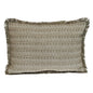 14" X 20" Green and White Cotton Lumbar Throw Pillow with Fringe