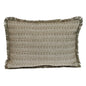 14" X 20" Green and White Cotton Lumbar Throw Pillow with Fringe