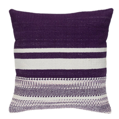 18" Purple and White Cotton Throw Pillow