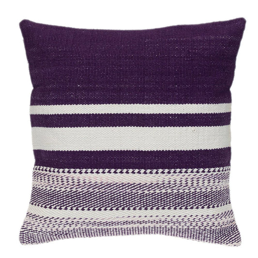 18" Purple and White Cotton Throw Pillow