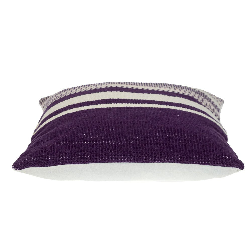 18" Purple and White Cotton Throw Pillow