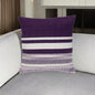 18" Purple and White Striped Cotton Throw Pillow