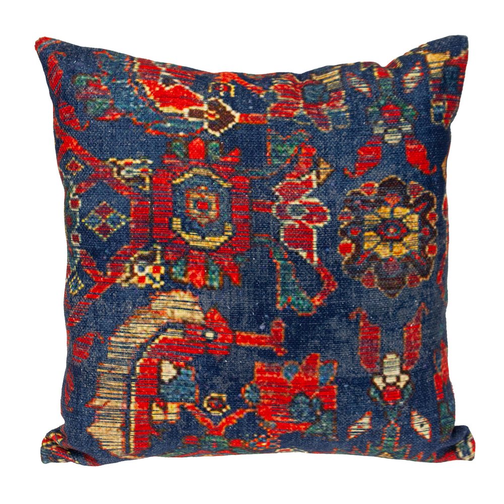 18" Blue and Red Cotton Throw Pillow