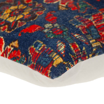 18" Blue and Red Cotton Throw Pillow