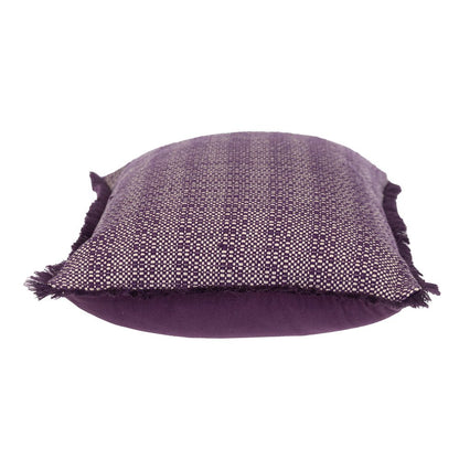 14" X 20" Purple and White Striped Cotton Throw Pillow With Fringe
