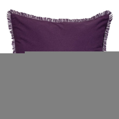 24" Purple and White Cotton Throw Pillow with Fringe