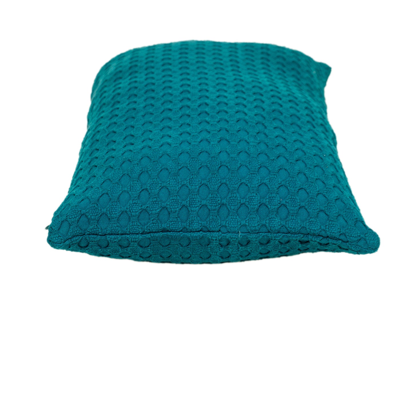 14" X 26" Teal Cotton Lumbar Throw Pillow With Texture