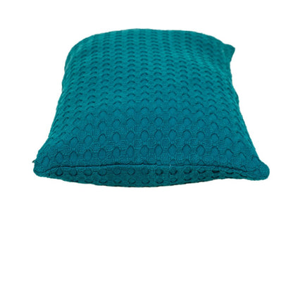 14" X 26" Teal Cotton Lumbar Throw Pillow with Texture