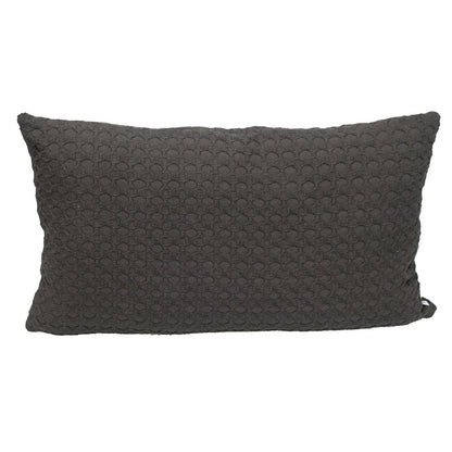 14" X 26" Dark Gray Cotton Lumbar Throw Pillow with Texture